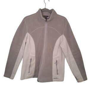 Eddie Bauer Gray and White Full Zip Fleece Jacket Size XL